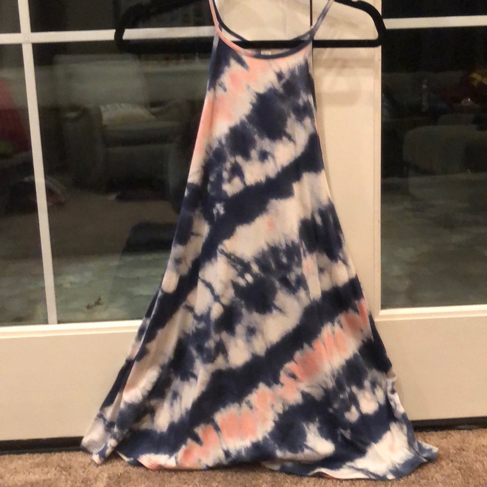 Blue and pink and white dress